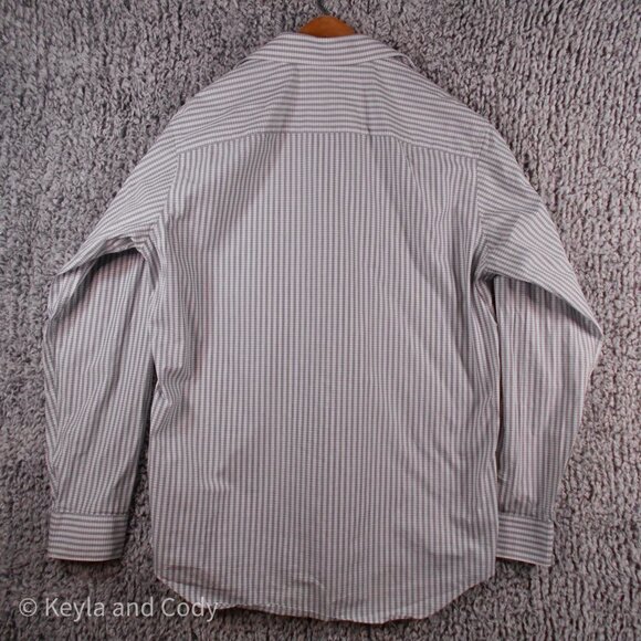 CALVIN Klein Button Down Dress Shirt Gray and White Pattern Men's Size 16 34/35 - Picture 2 of 9